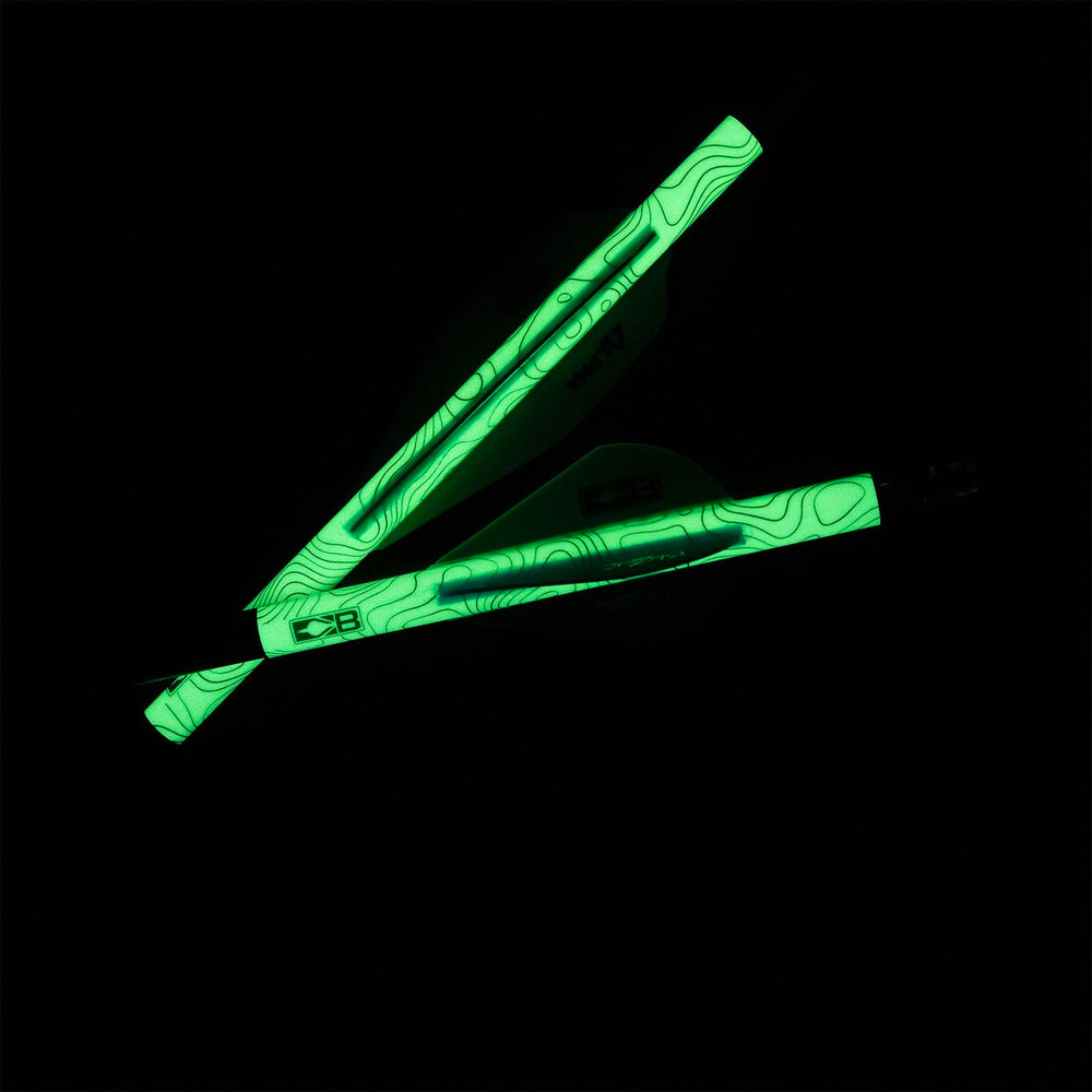 Arrows wrapped with Bohning Glow in the Dark Topographic design
