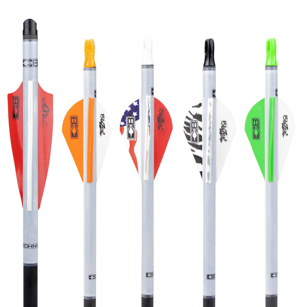 Bohning Neon Orange Blazer Quik Fletch flight visuals illustrate stable arrow path.