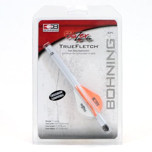 Bohning Neon Orange Blazer Quik Fletch installation demo on arrow shaft.