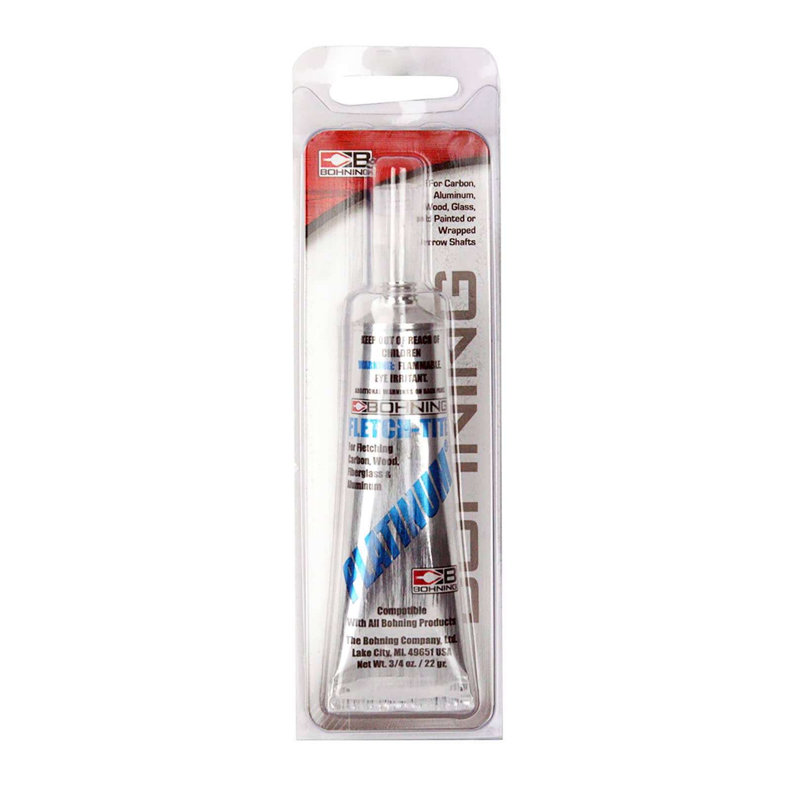 Bohning Platinum Fletch-Tite applied to vanes for secure, flexible adhesion.