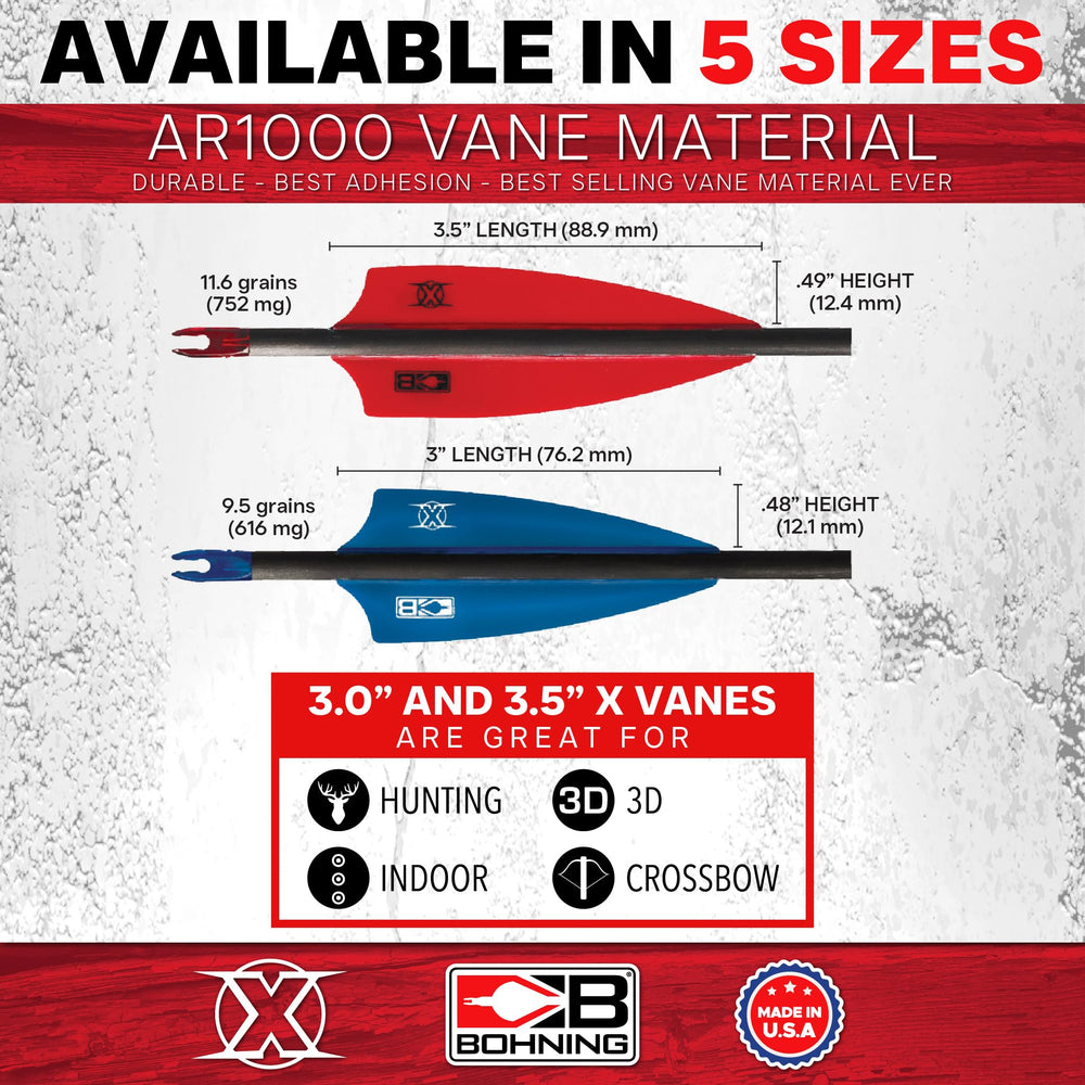 Bohning X Vane neon yellow with standard shaft compatibility for broad shaft applications.