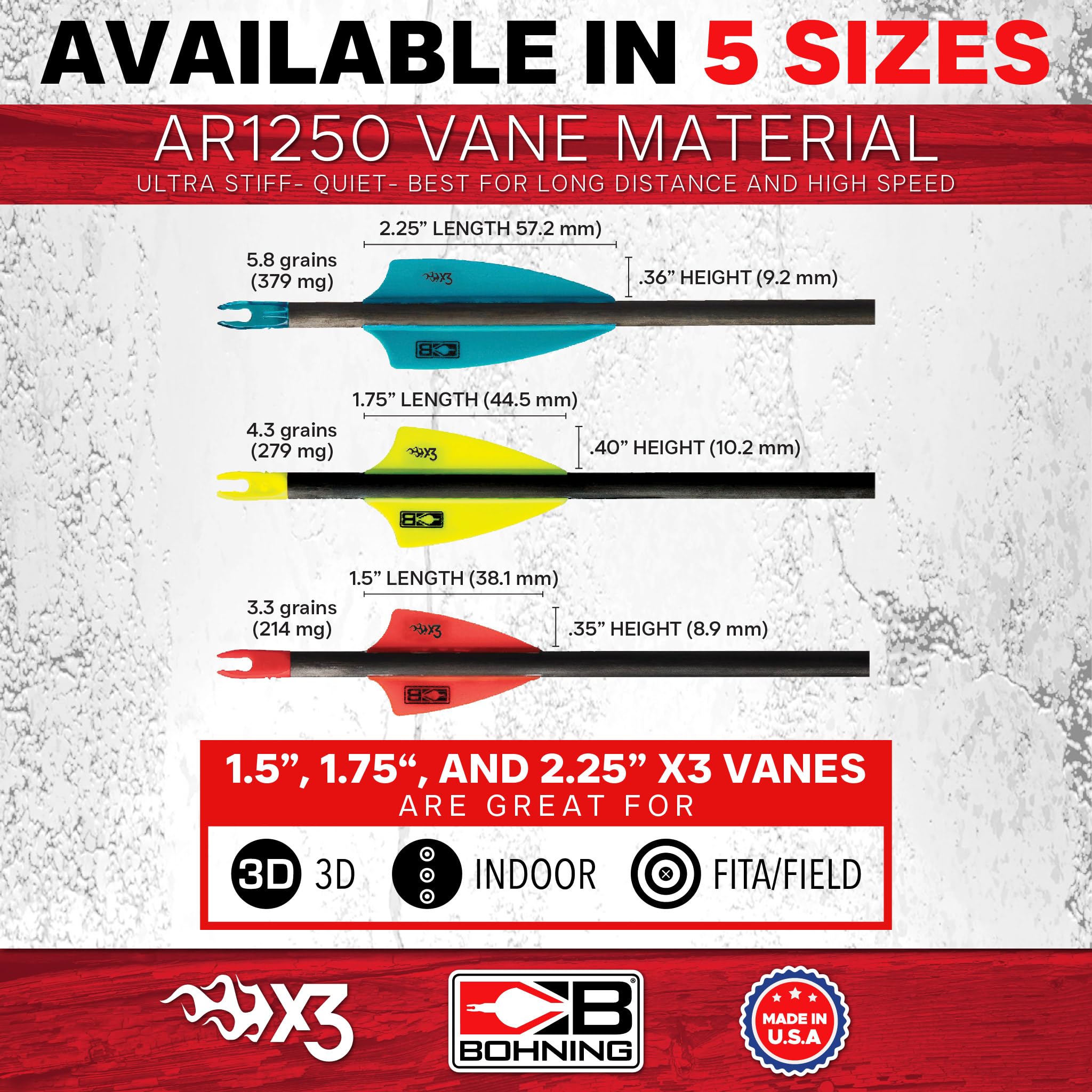 Bohning X3 vane in target shot demonstrates durable long-lasting performance