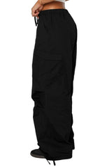 BOKITECAO elastic waist cargo pants adjustable fit for comfortable all-day wear.