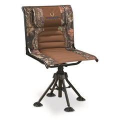 Bolderton 360-degree swivel blind chair in Mossy Oak Break-Up Country for silent field rotations.