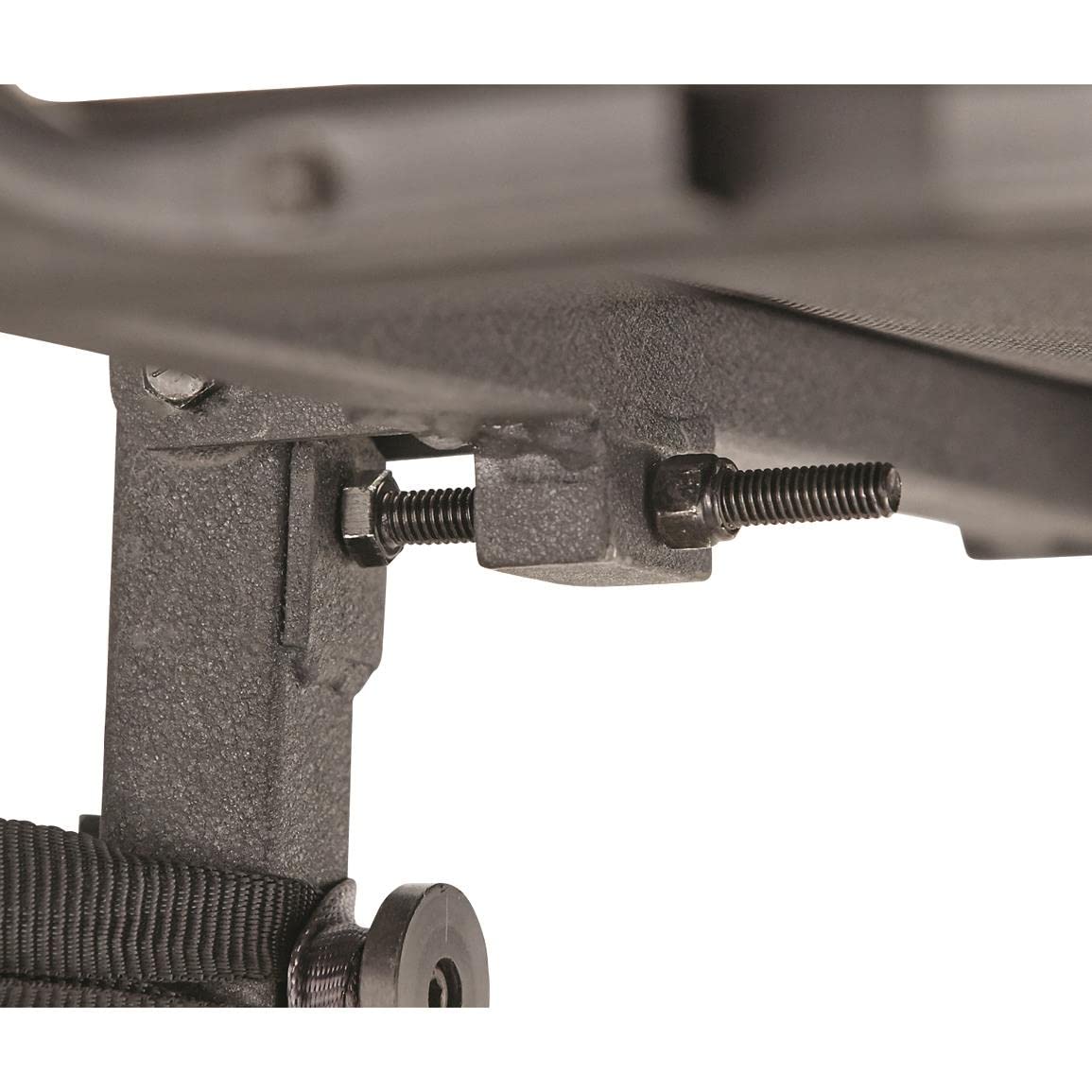 Bolderton Deluxe Hang-On Tree Stand foot platform supports stable footing during movement.
