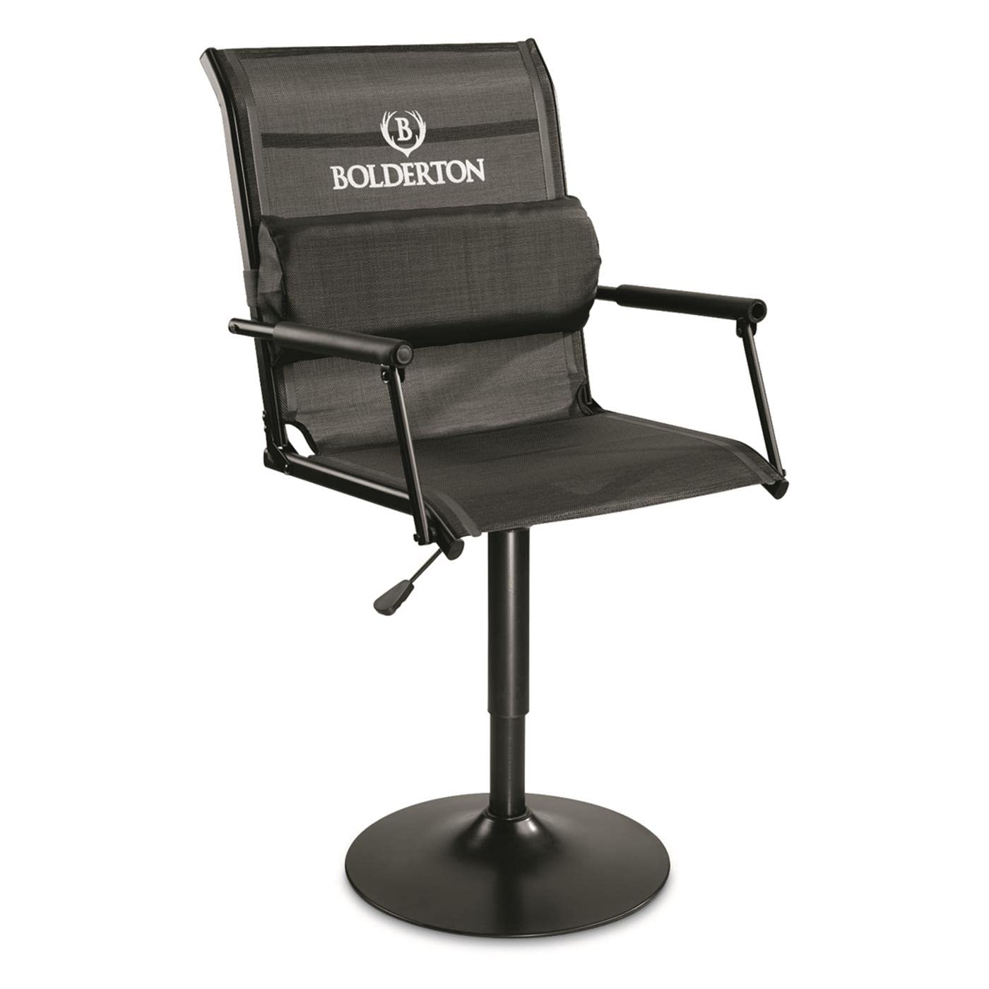 Bolderton XL swivel tower hunting blind chair seat view for stable aim and comfort.