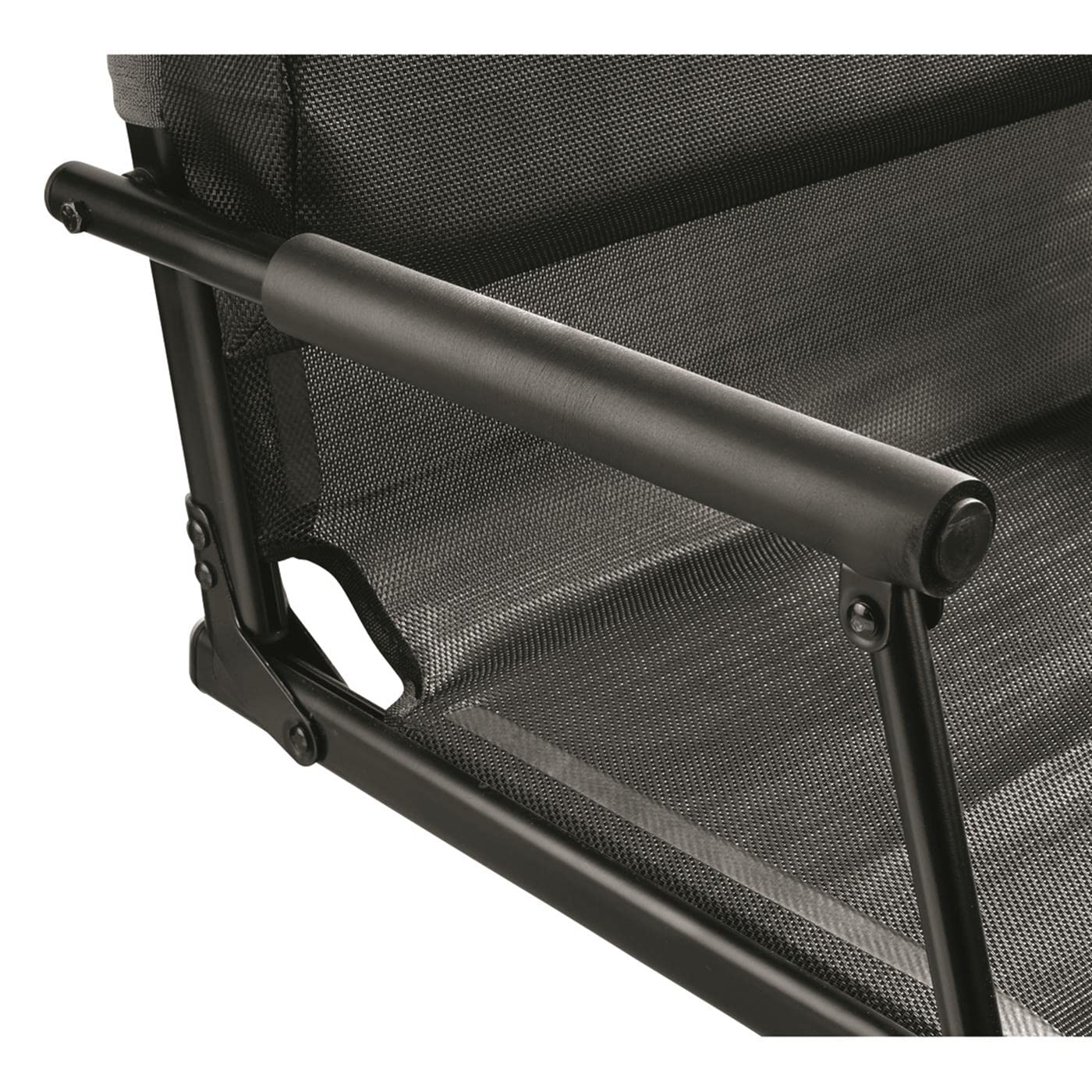 Padded armrests and lumbar support enhance all-day sit comfort.