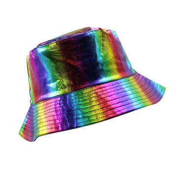 Unisex reversible bucket hat with holographic design - two-sided wear