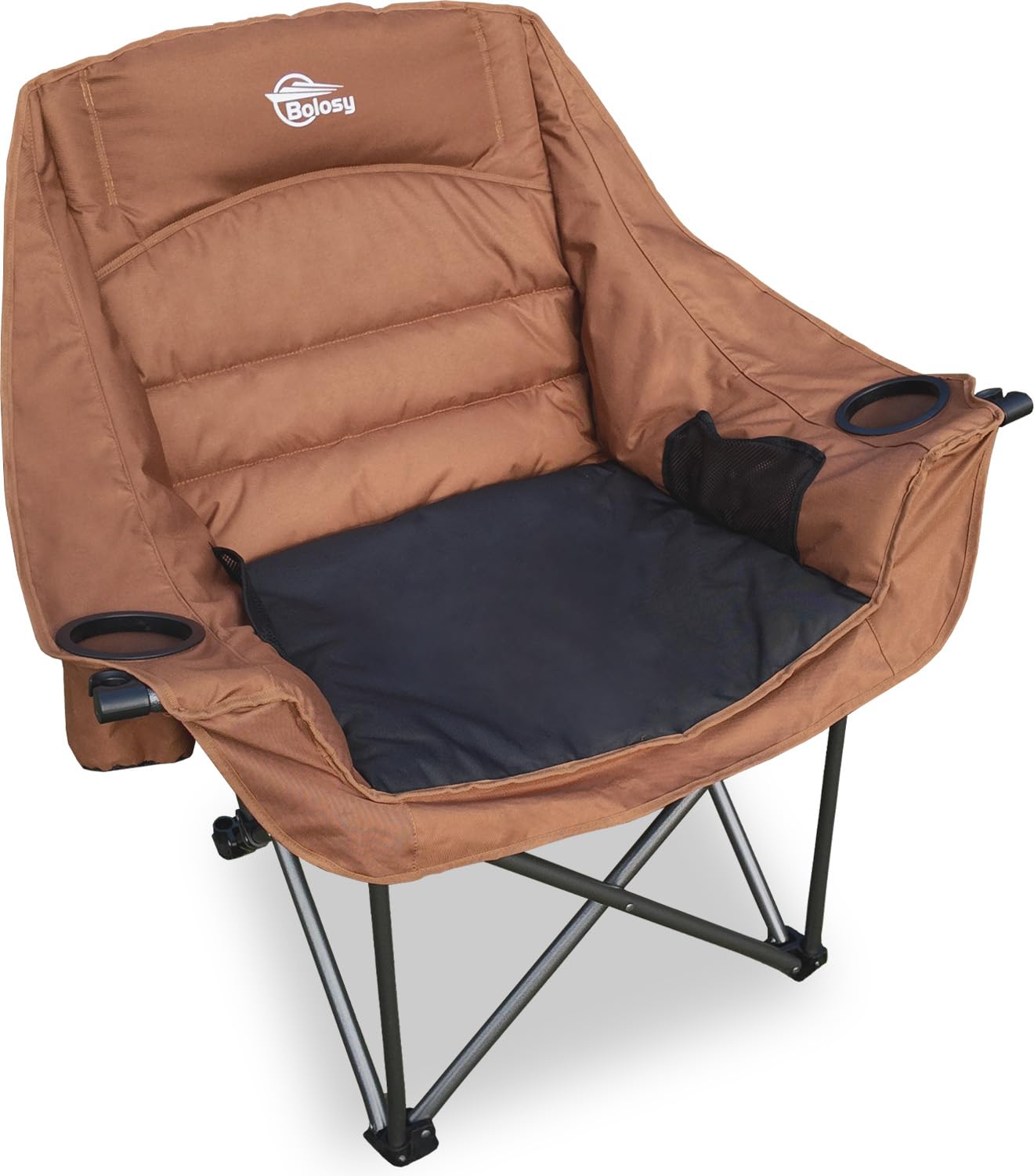 Bolosy oversized camping chair back-rest provides plush support for long outdoor sessions.