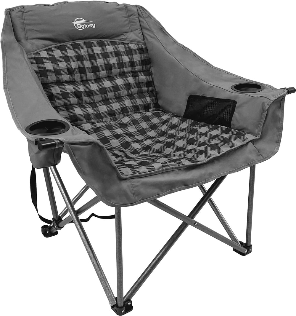 Bolosy oversized camping chair folded in carry bag for portable outdoor seating.
