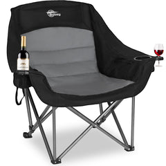 Bolosy oversized XL camping chair headrest provides neck support for long outdoor sessions.