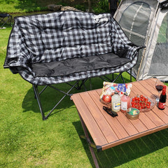 Bolosy padded double camping chair seat close-up showing plush cushioning