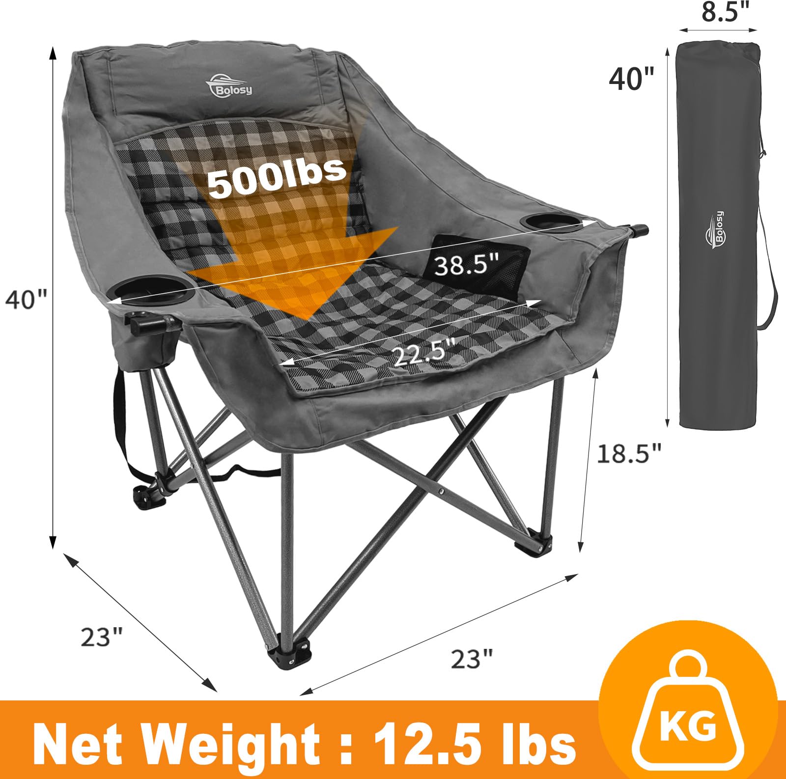 Bolosy padded headrest and backrest deliver plush neck and spine support.