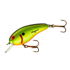 Bomber Deep Flat A crankbait front view shows chartreuse/black scales for precise depth targeting.