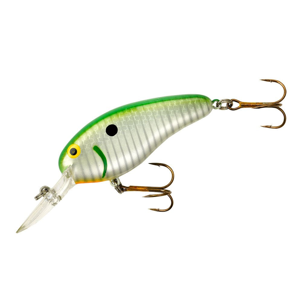 Bomber Deep Flat A lure in Pearl Shad showing precise depth control for subtle action