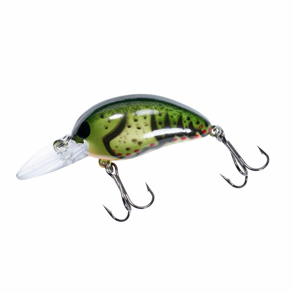 Bomber Model 4A Rock Craw 2-1-8-inch in action over rocky banks, ideal for shallow water.