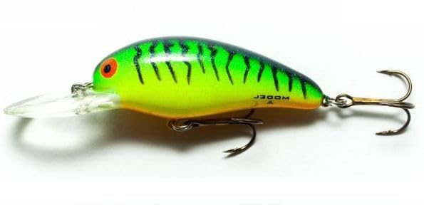 BOMBER Model A Bengal Fire Tiger crankbait showing deep-diving action to attract bass