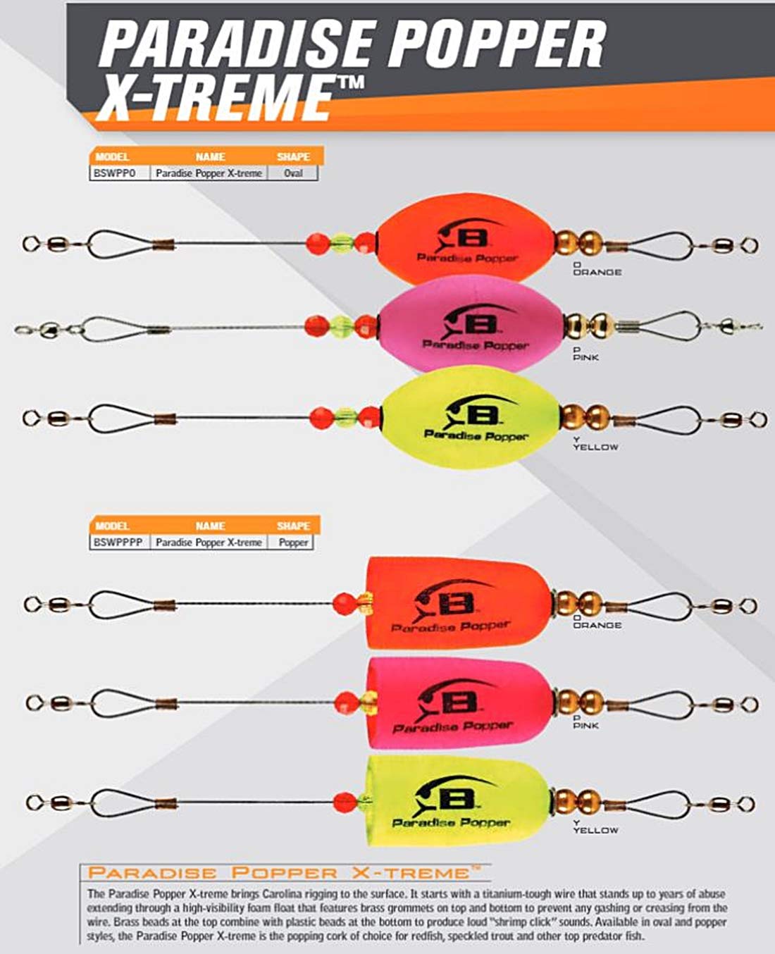BOMBER Paradise Popper X-Treme pink float improves visibility for coastal fishing.