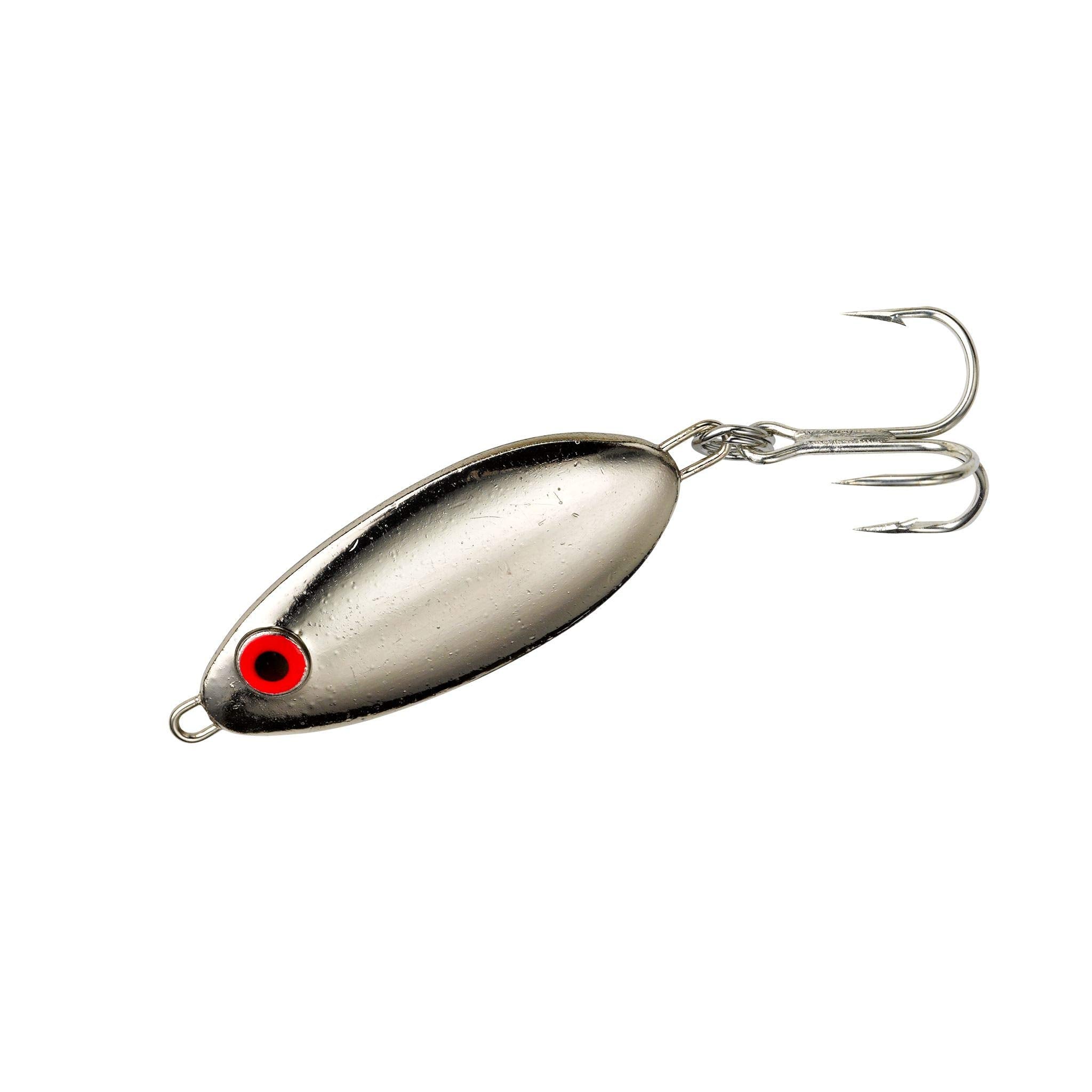 BOMBER Slab Spoon Lure Metachrome, front angle view, long casts and quick strike reach
