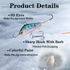 Vibrant glowing ice fishing lures with bright colors