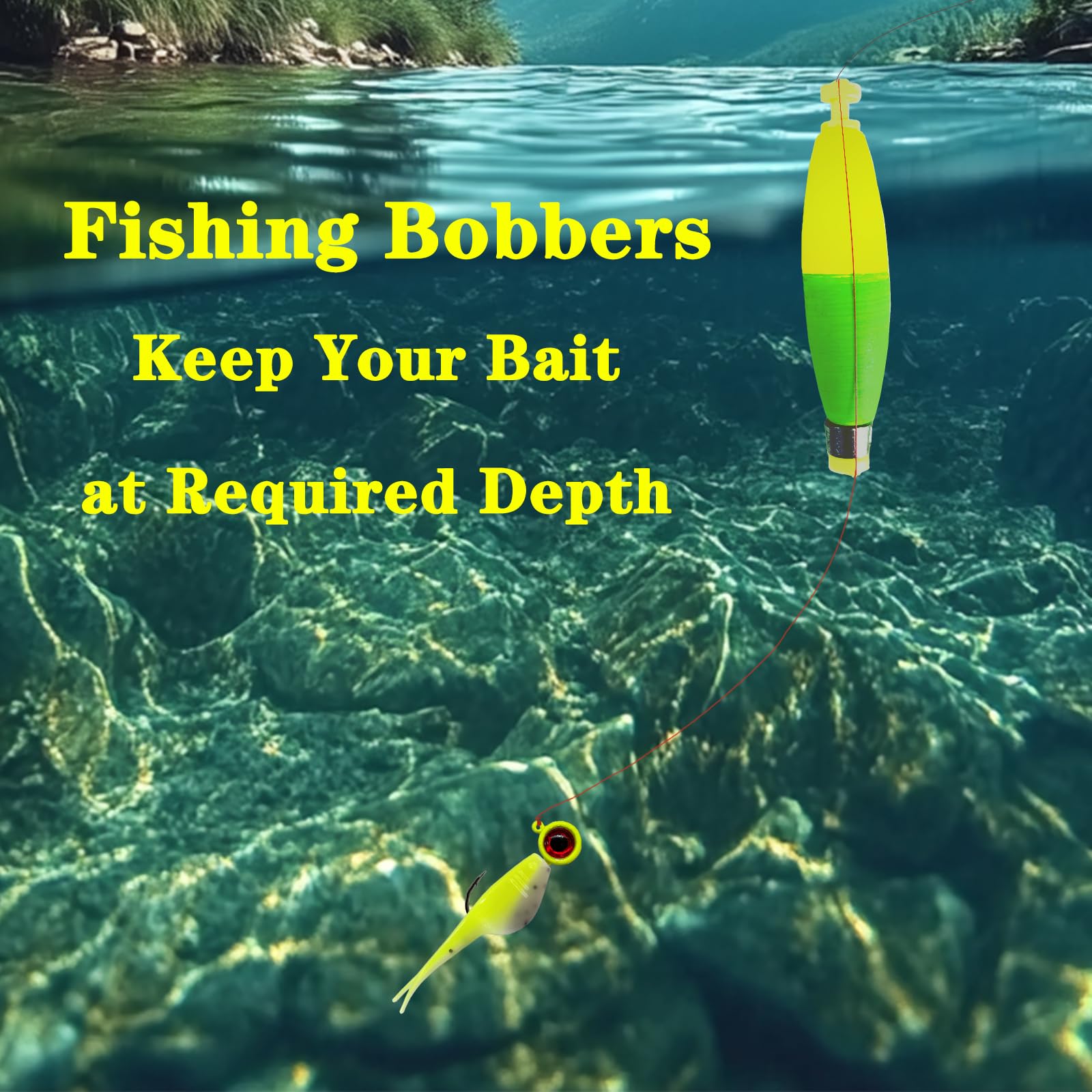 Snap-on Bombite fishing bobber showing top and bottom spring buttons, image 3