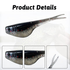 Close-up of Bombite split-tail crappie lure action