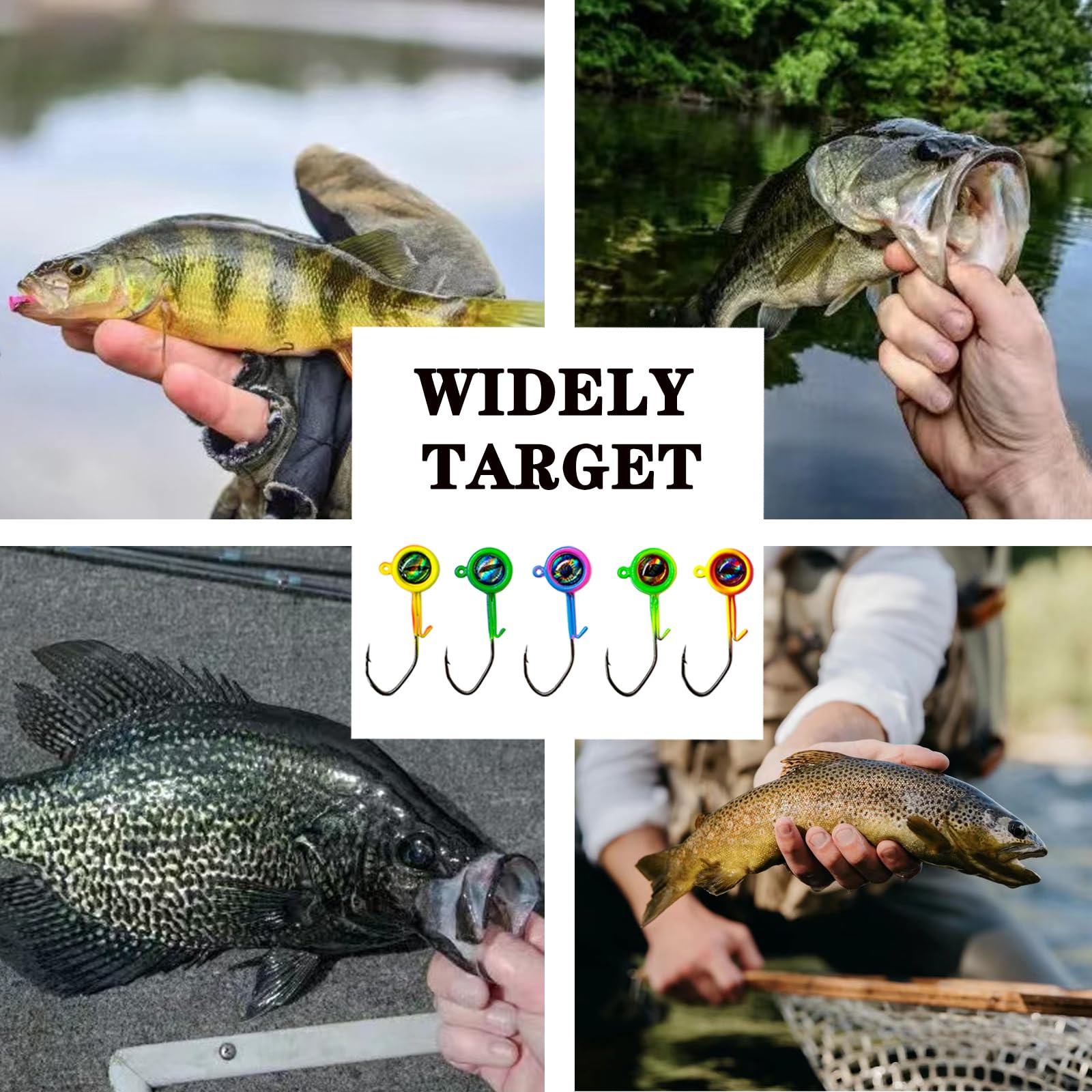 Crappie and bass fishing jig heads ready for use