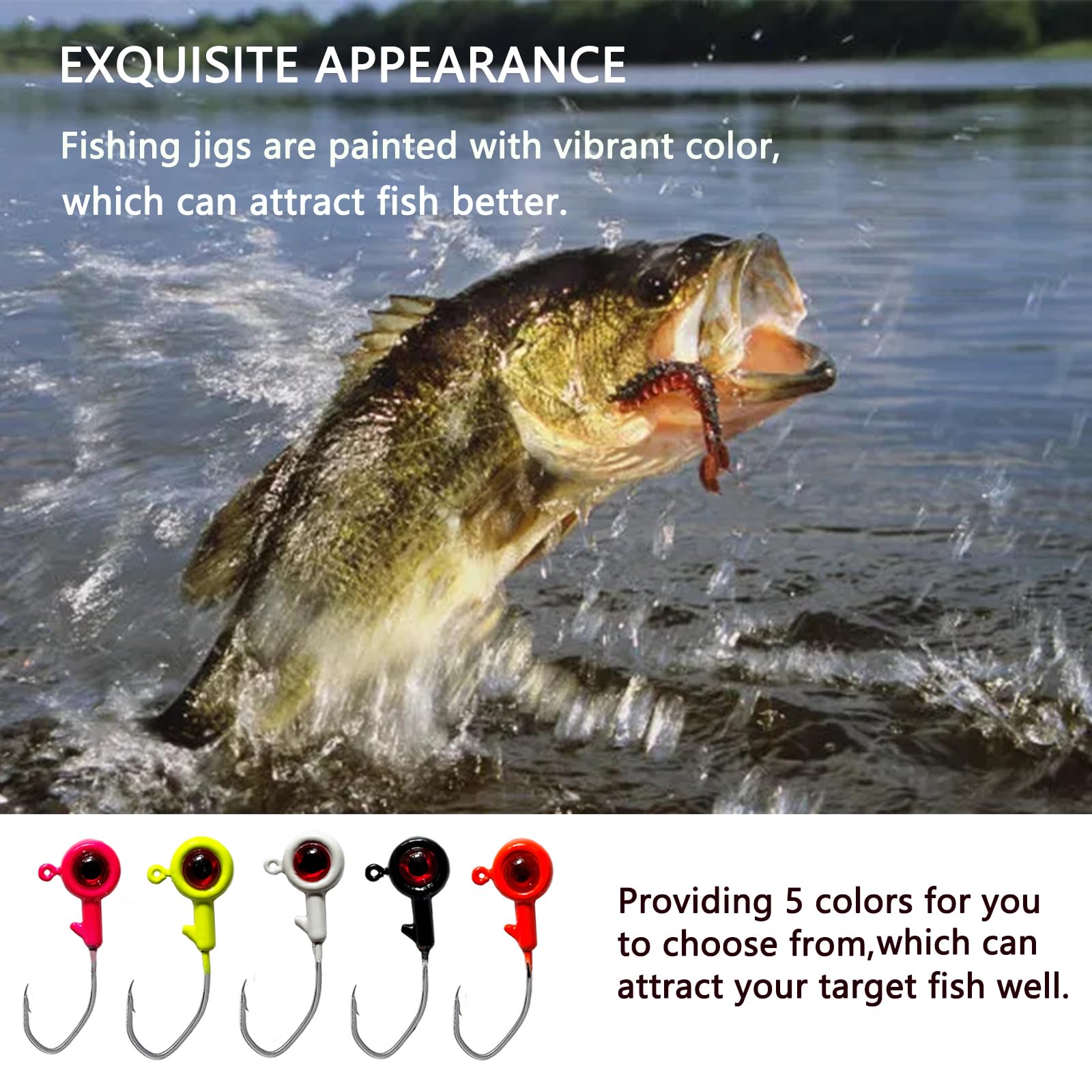 40-pack Bombite Crappie Jig Heads display in color options