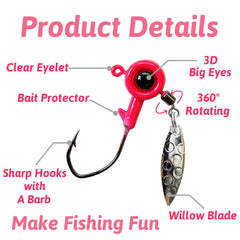 Close-up of large 3D eye on Bombite jig head
