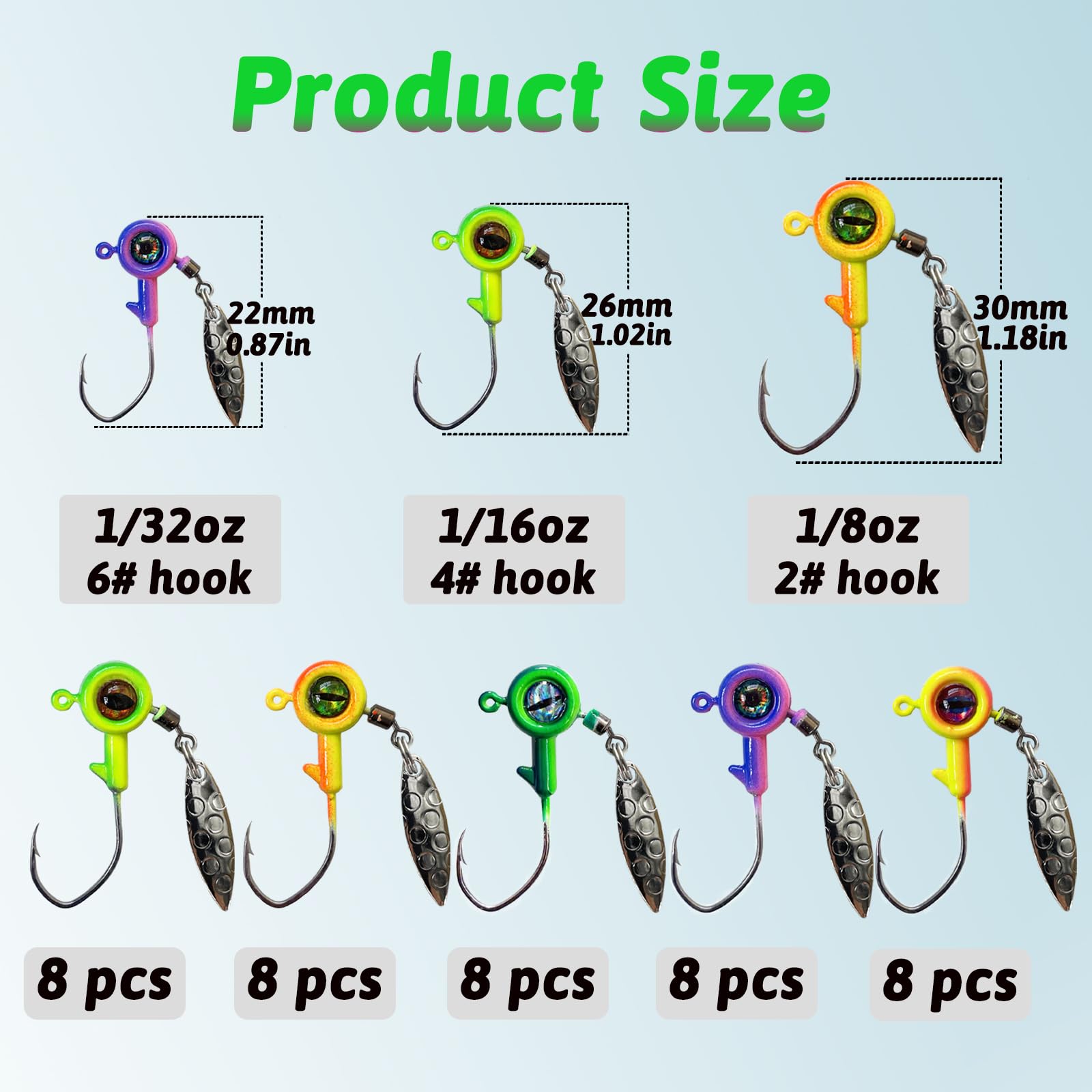 Jig heads stored in a portable storage case