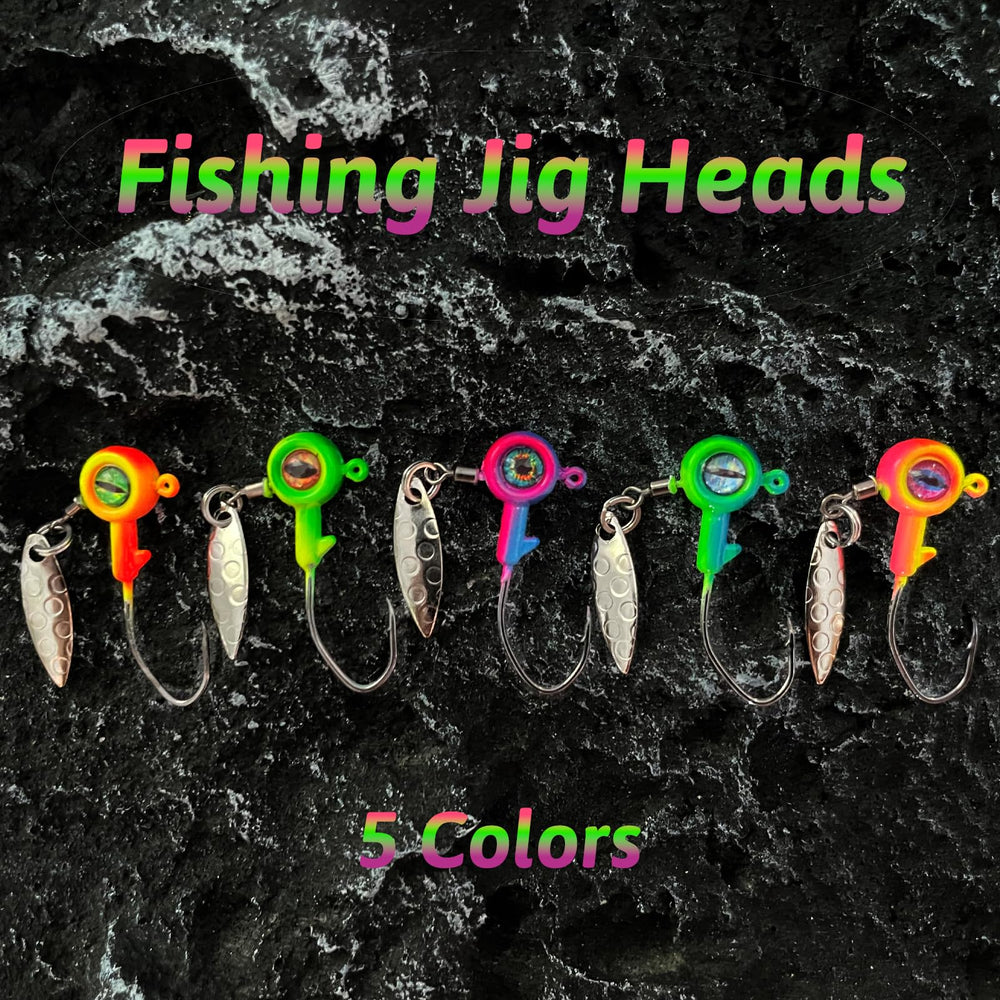 Colorful jig heads with 3D eyes for crappie fishing