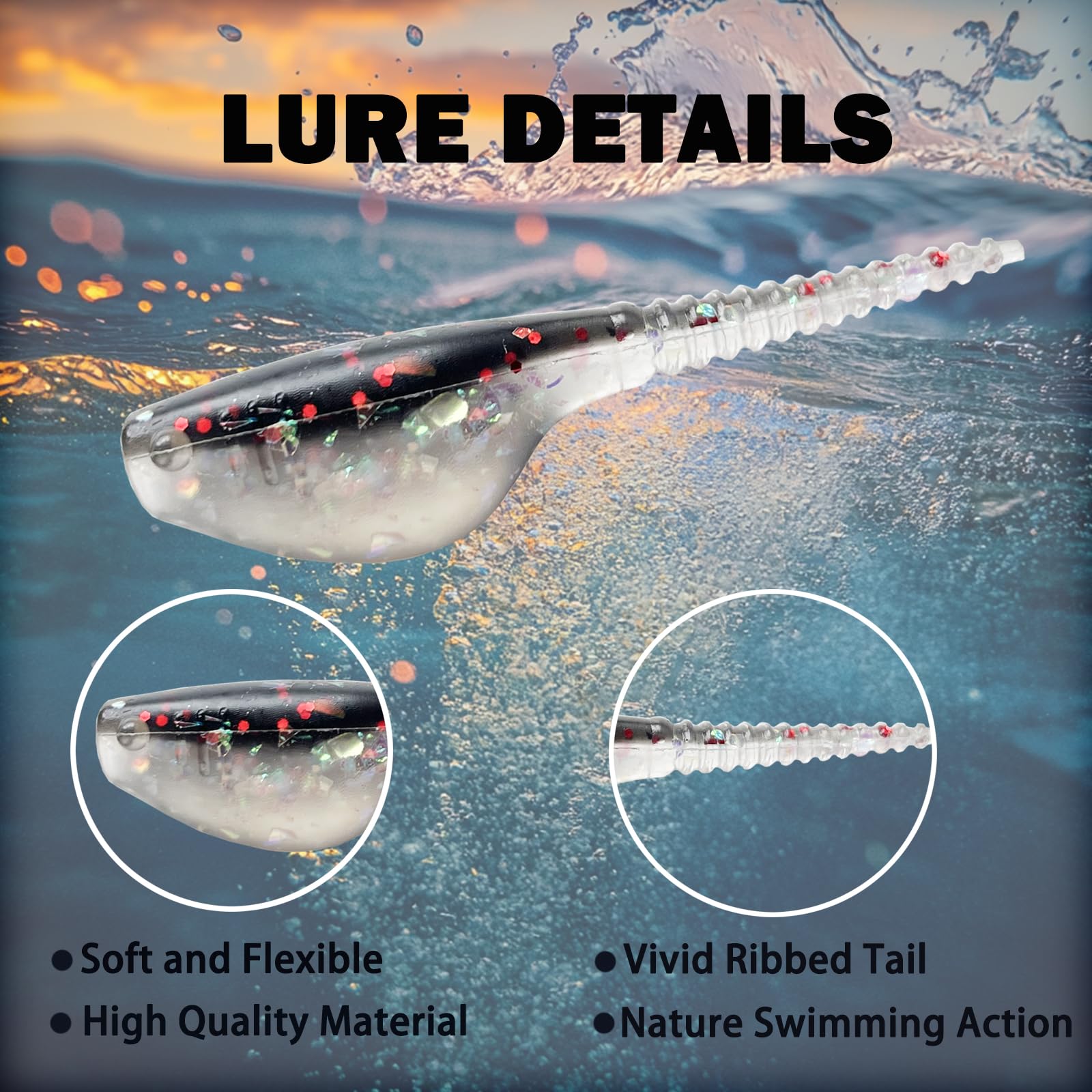 Close-up of Bombite soft plastic crappie baits