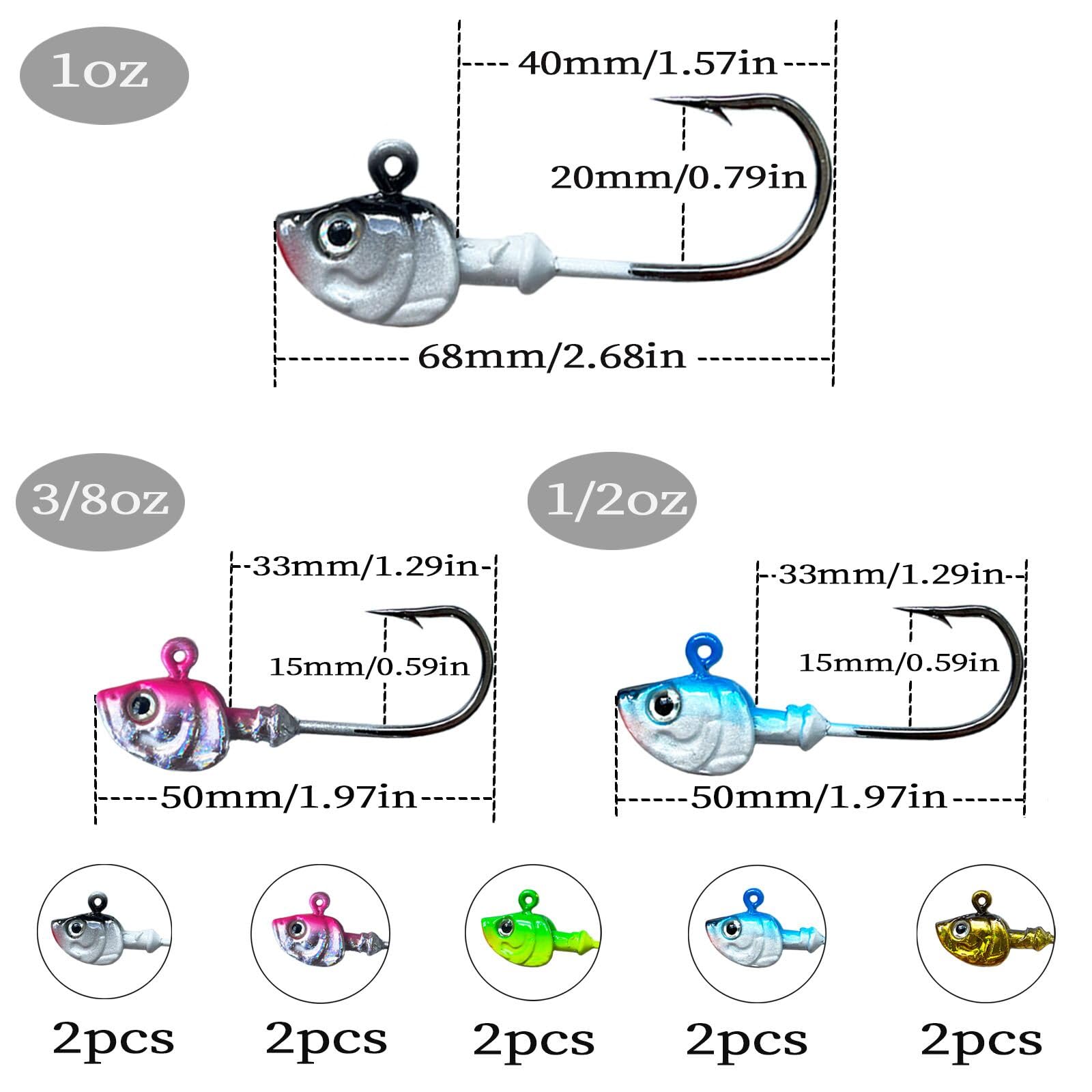 Jig heads with fish-gill pattern under bright lighting