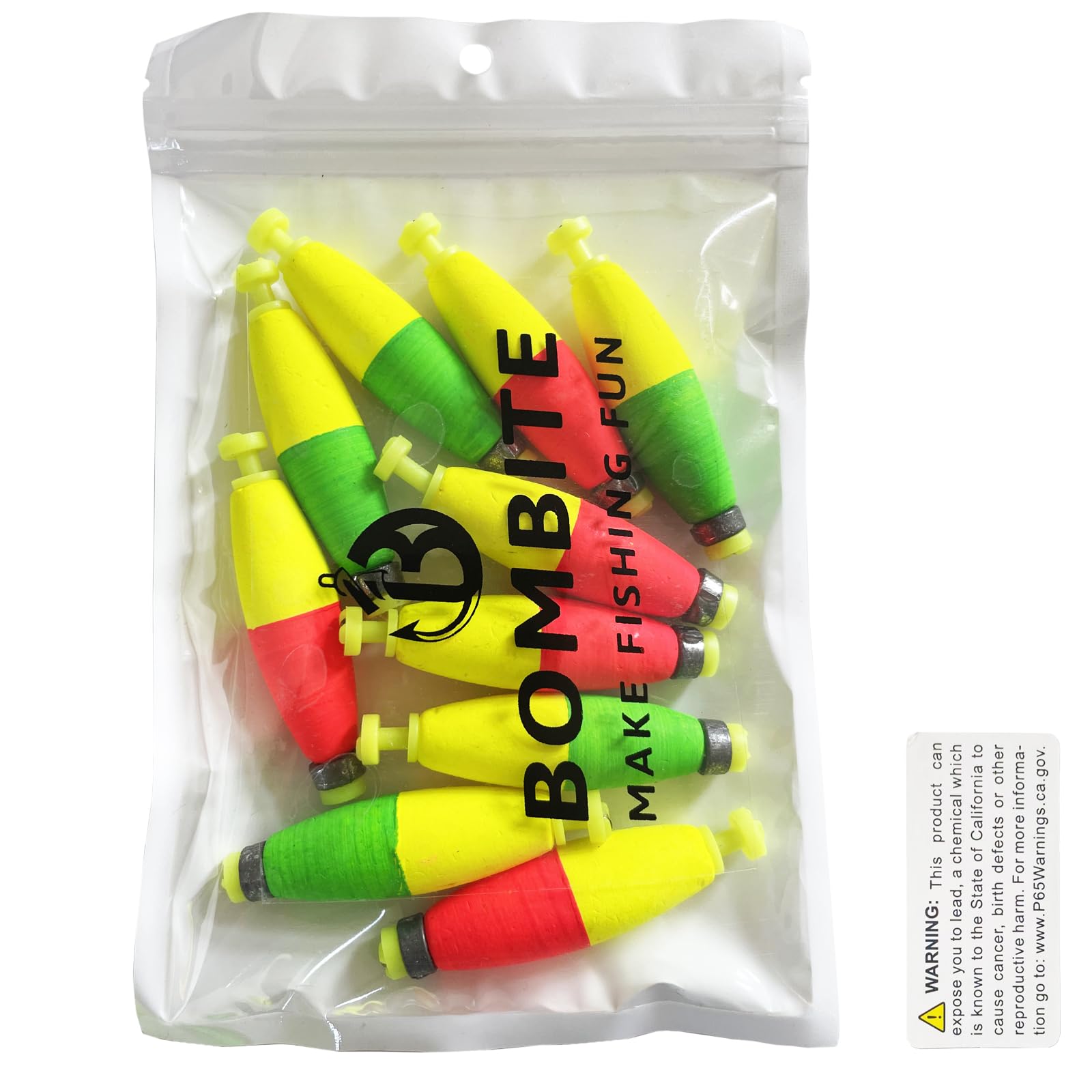 Fishing setup featuring Bombite floats for crappie bass and catfish