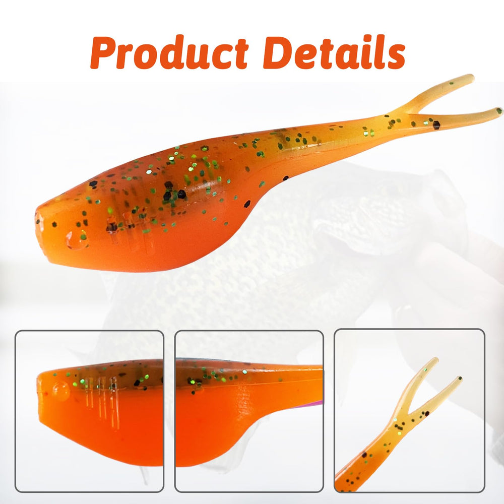 Crappie lures with split-tail design close-up