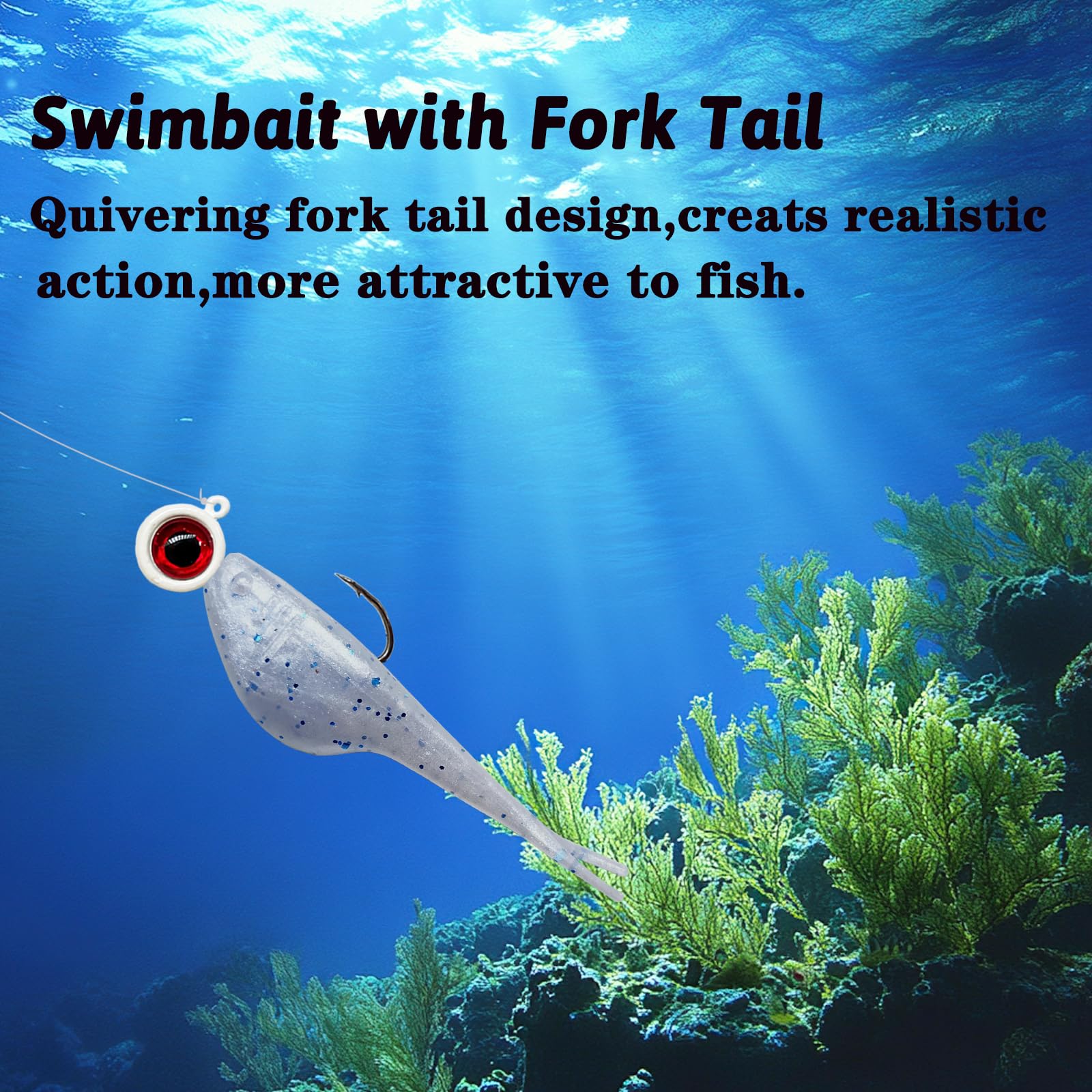 Detailed fish body features on Crappie Baits including scales and eyes