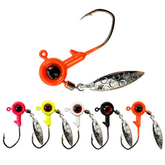Bombite Crappie Jigs Underspin Jig Head with 360-degree willow spinner blade