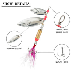 Each spinner lure shows 1/3oz size and 2.36in length