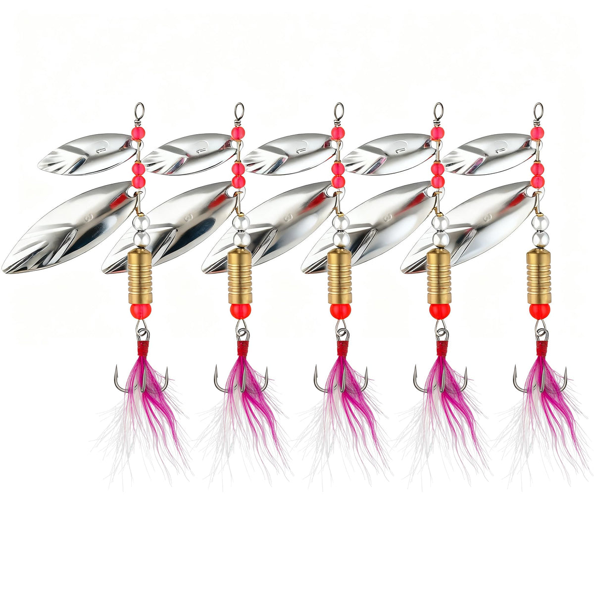 Bombrooster 5-piece spinner baits pack – front view