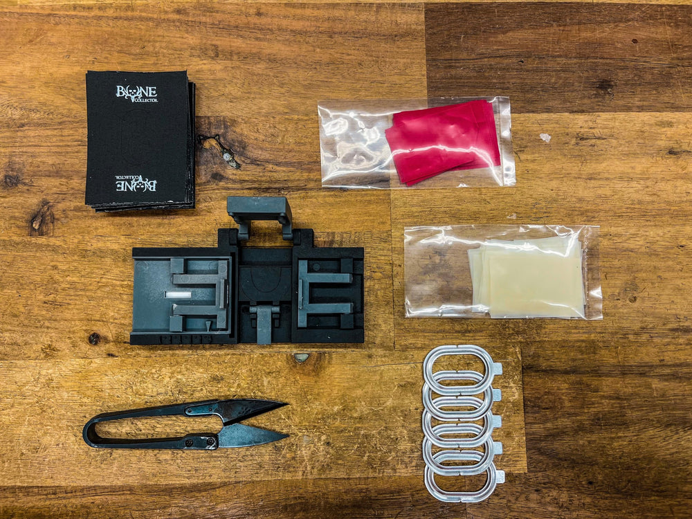 Bone Collector Lil' Jiggy kit box with tools for DIY turkey calls.