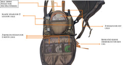 Bone Collector BC Quick Call Chest Pack pockets organize mouth and pot calls for on-the-go hunters.