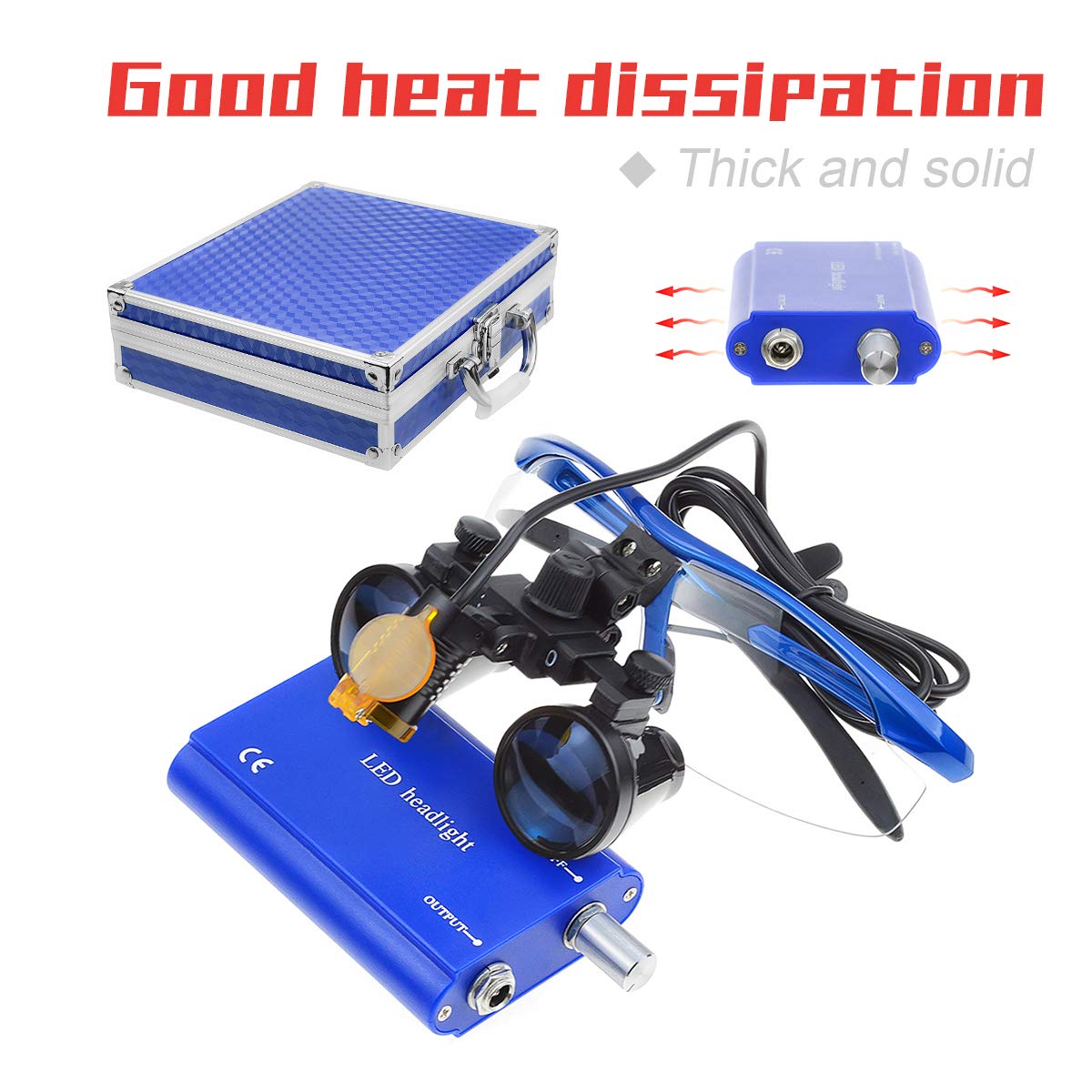BONEW aluminum box DY-004 blue case protects the headlamp during storage.