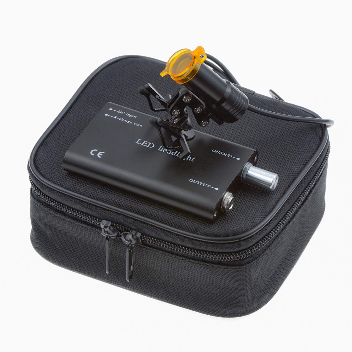 Bonew head lamp DY-007 clipped on glasses for hands-free, focused lighting.