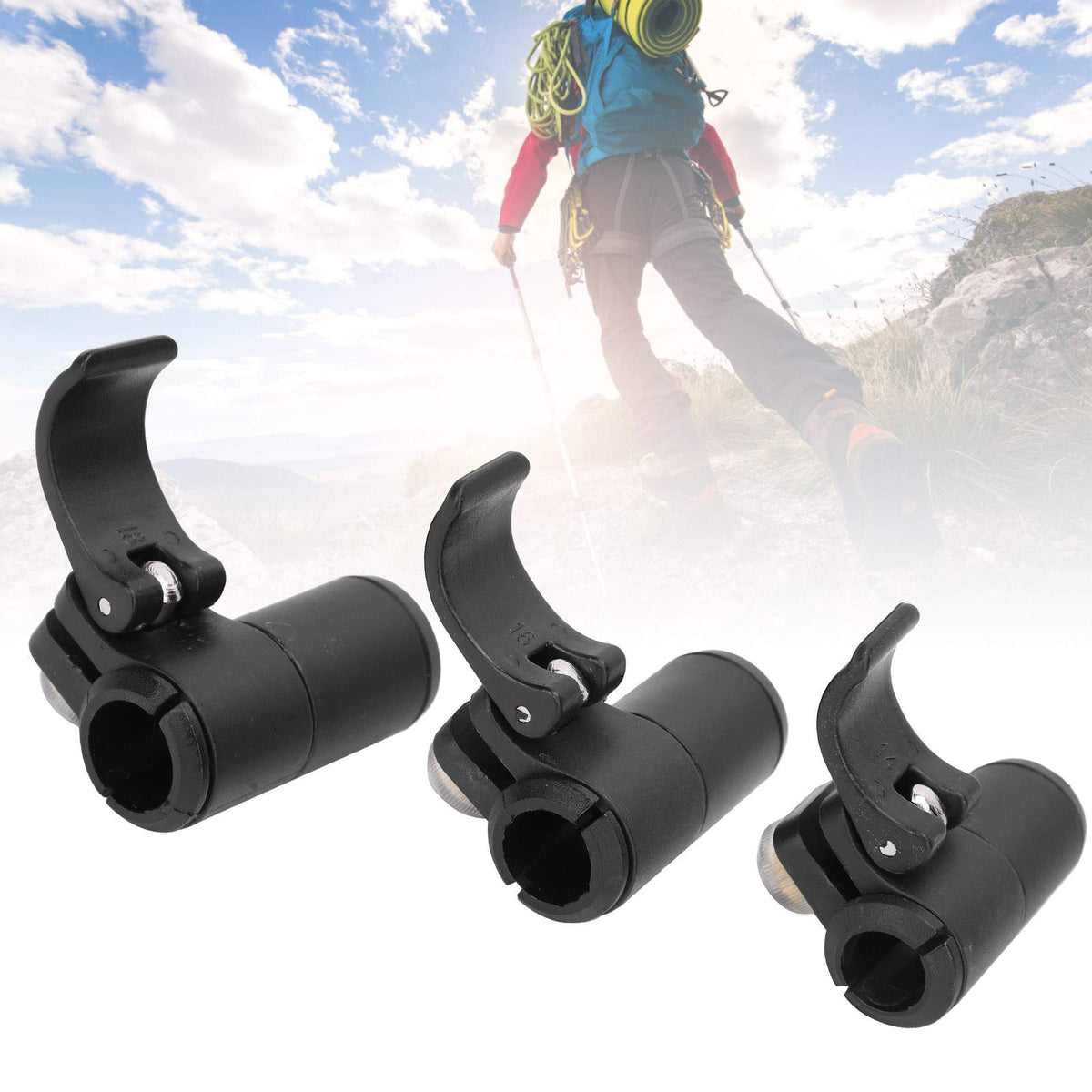 BONKZEBU 3pcs climbing sticks with external flip-lock for 14mm poles on versatile hikes