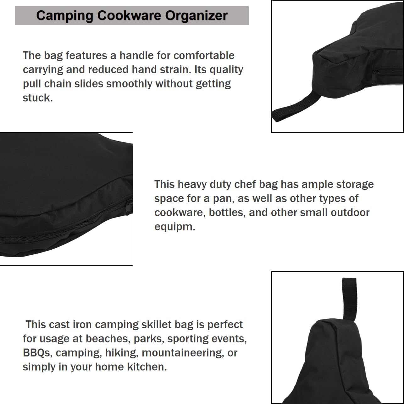 BONKZEBU Cast Iron Skillet Bag features a comfortable handle for easy carrying.