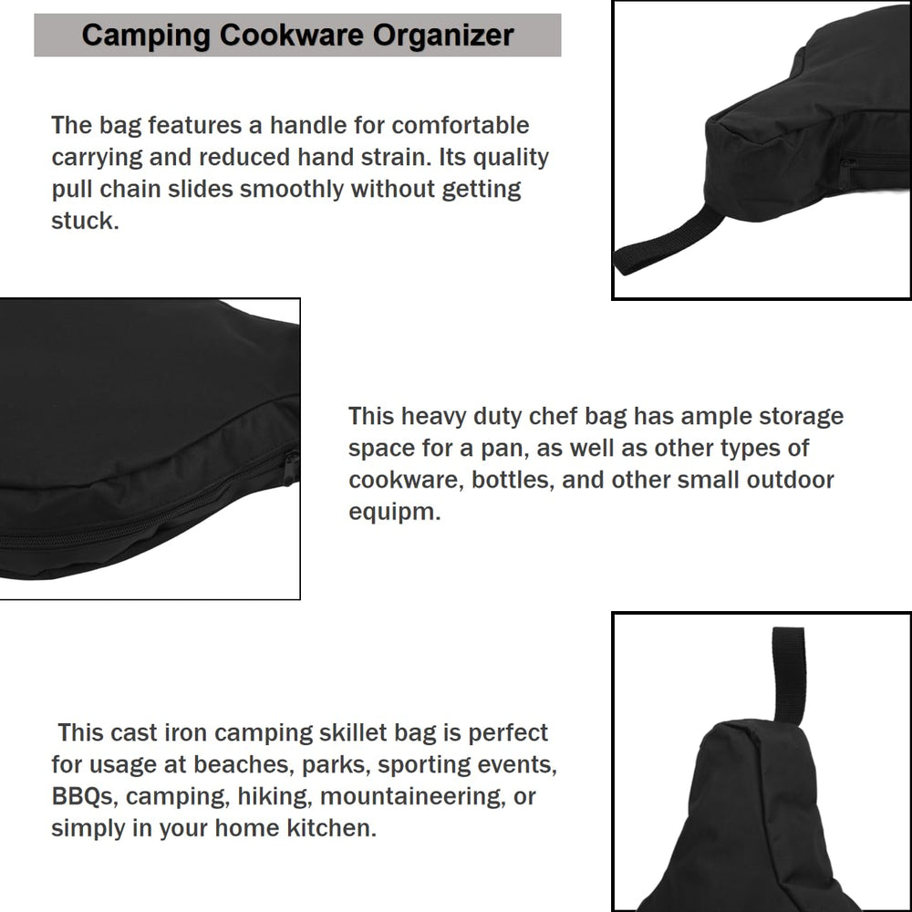 BONKZEBU Cast Iron Skillet Bag features a comfortable handle for easy carrying.