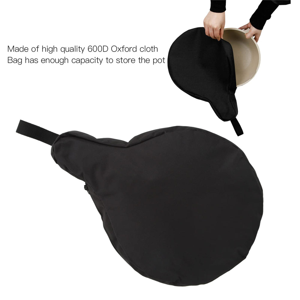 BONKZEBU Cast Iron Skillet Bag shown in an outdoor camping scene.