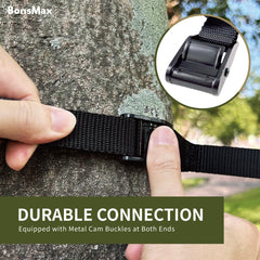 BonsMax strap with 15 loops and 10 carabiners for versatile hanging.