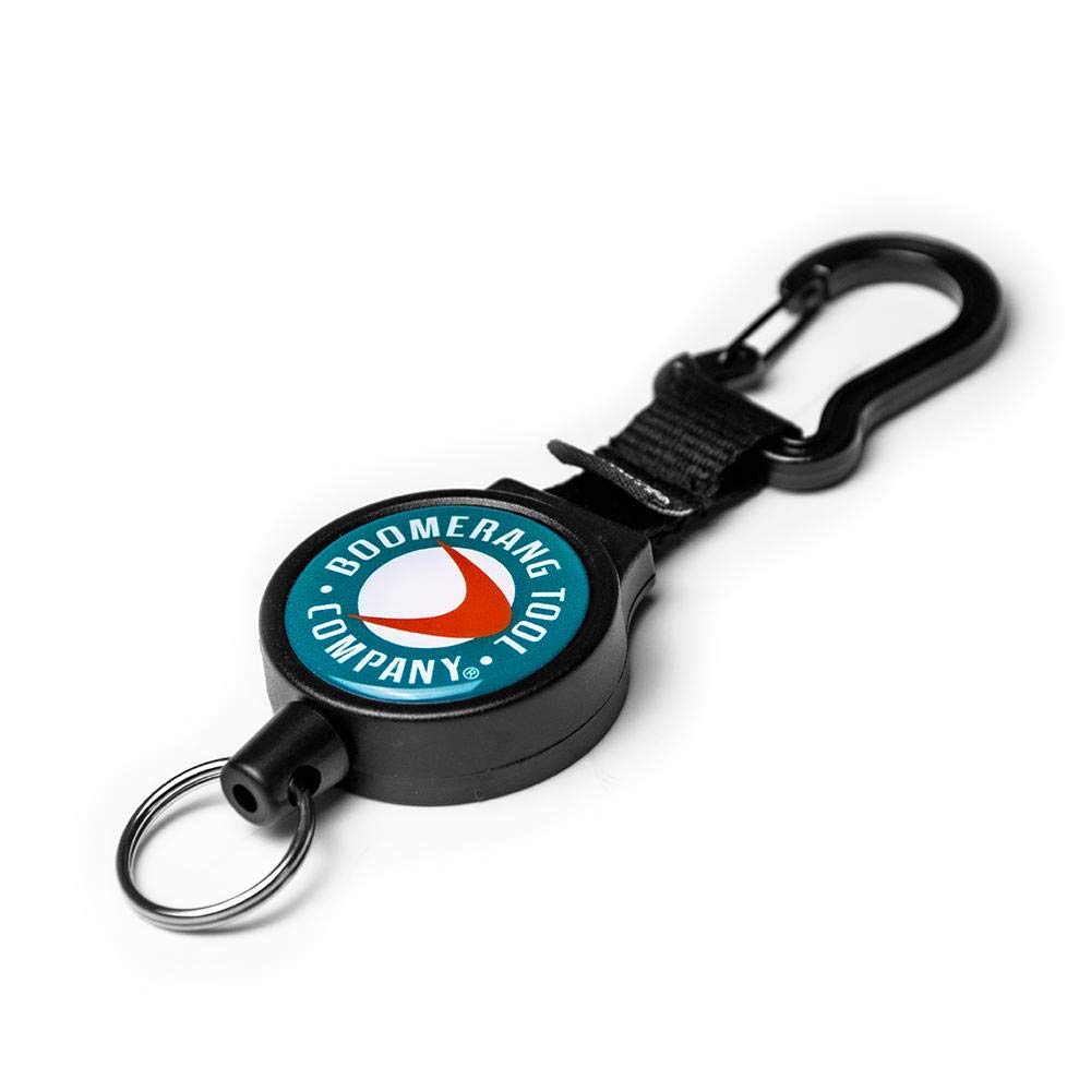 Boomerang Tool Company Heavy-Duty Zinger with Carabiner - Black for fly fishing gear and tools