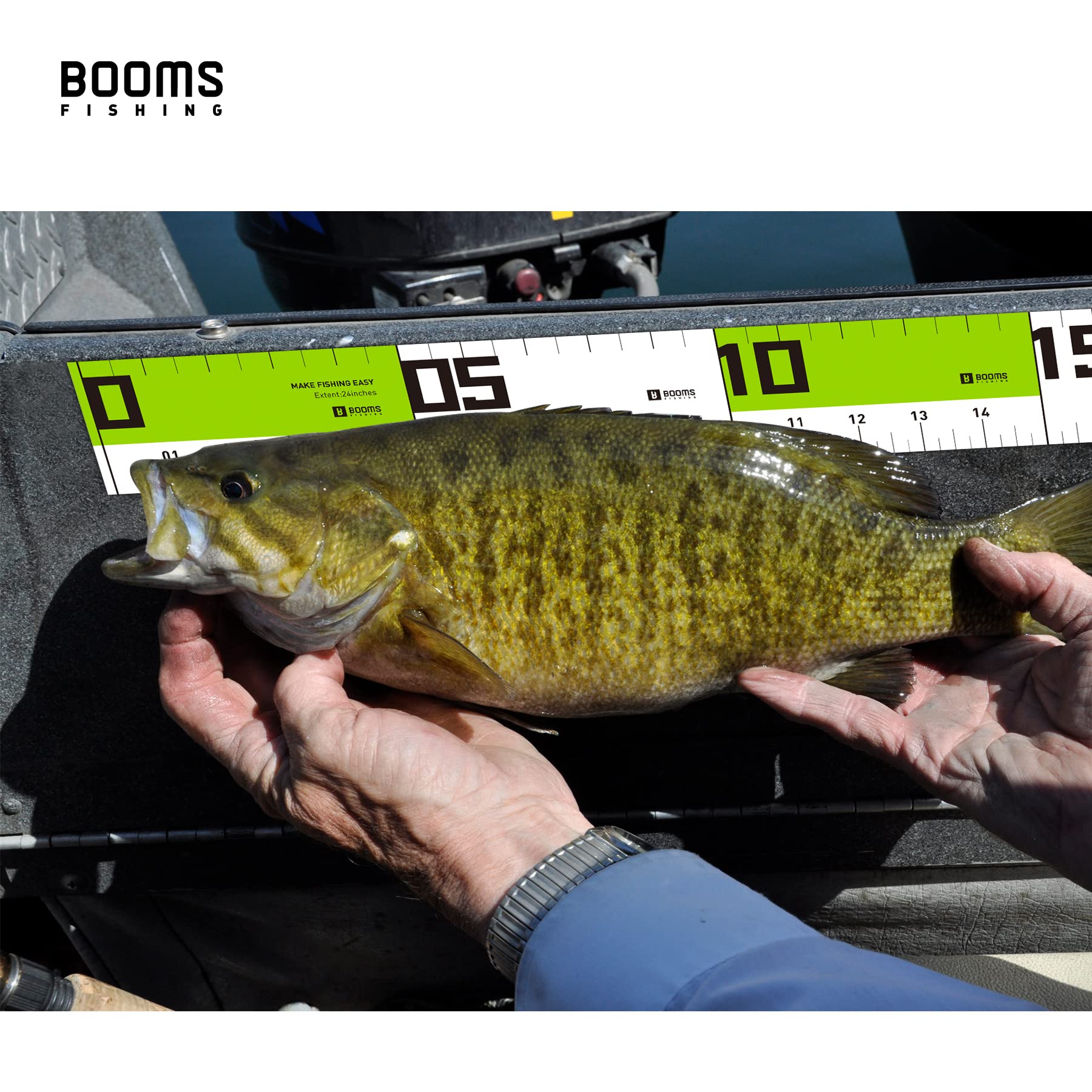24-inch adhesive fish ruler attached to boat or tackle box for quick measurements